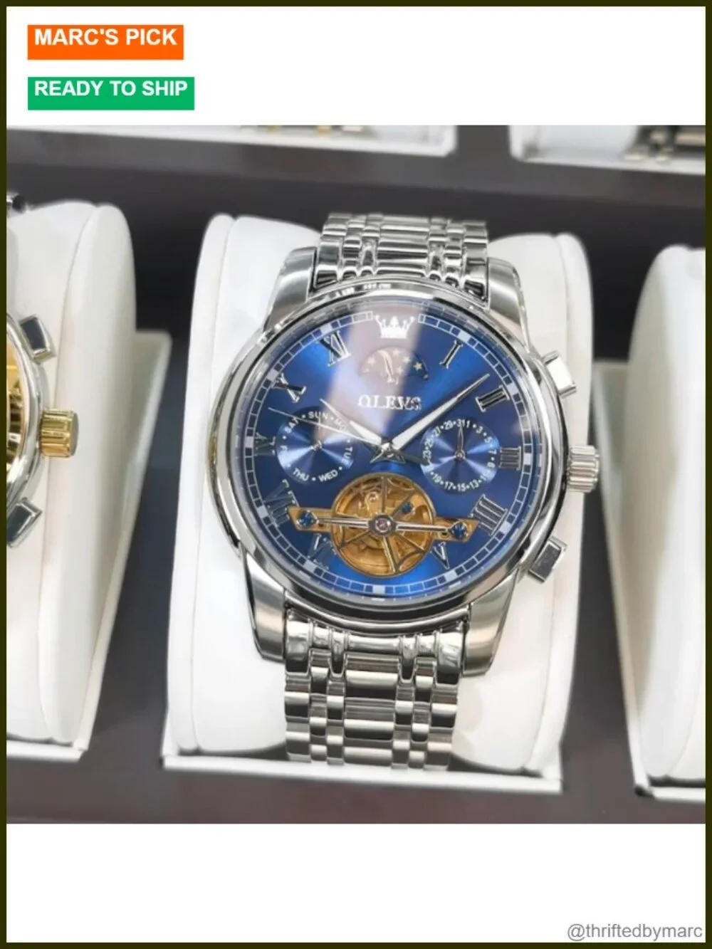 Luxury Automatic Skeleton Watch for Men Moon Phase Stainless Steel Waterproof
